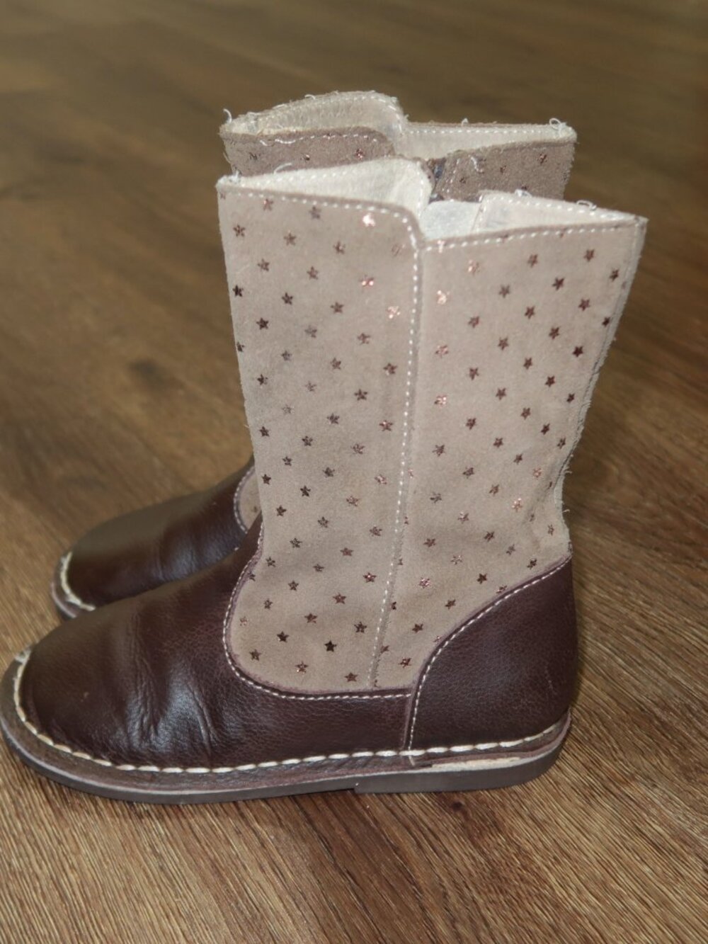 Girls Livie and Luca Vega Boots Sable Brown Gold Stars Leather Suede 9 Toddler